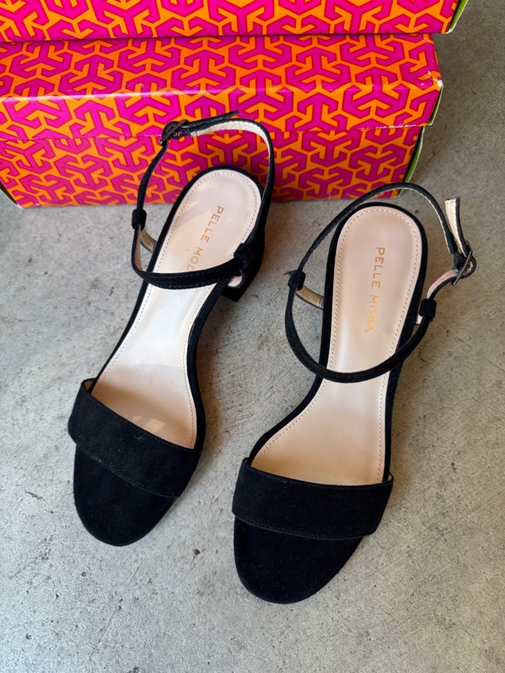 Pelle Moda Black Suede Heeled Sandals